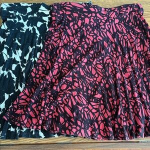 2 LOFT A-Line Skirts - pink & black/black & white